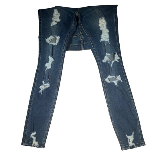 Hollister Women's High Rise Distressed Skinny Jeans Size: 3R W26 / L28 DarkWash - Picture 4 of 6